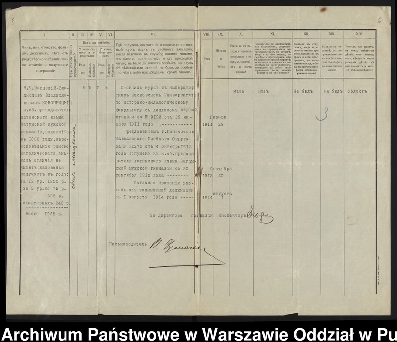 image.from.unit.number "Przebieg pracy nauczyciela języka łacińskiego Konopnickego Marcelego syna Władysława"