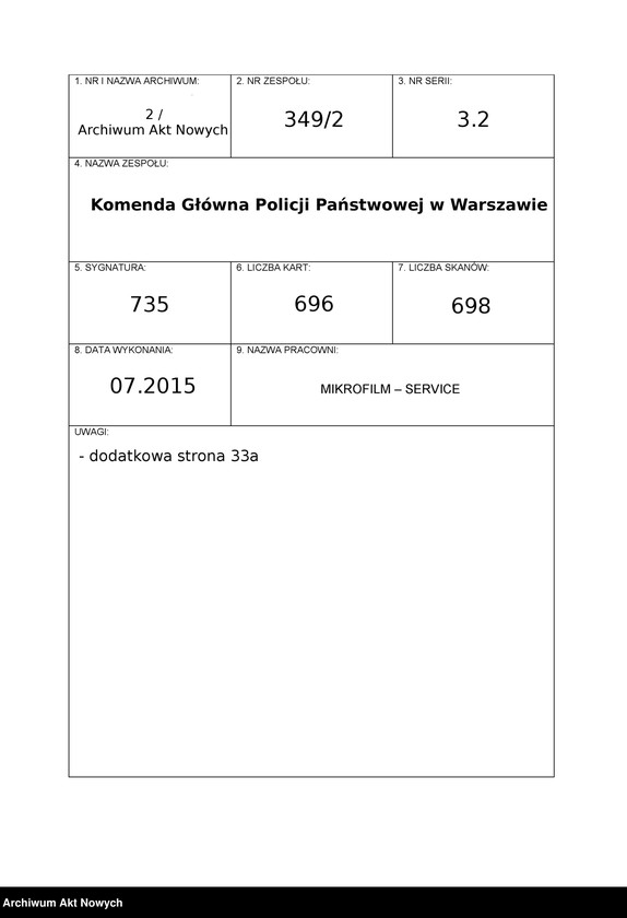 image.from.unit.number "Ewidencja broni i amunicji w jednostkach Policji Państwowej. Wykazy, korespondencja"