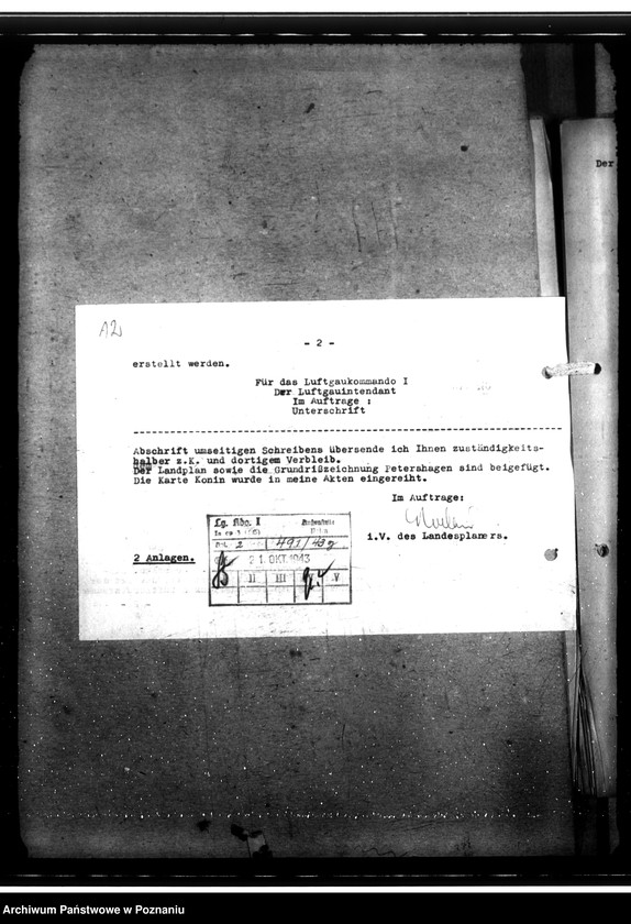 Obraz 19 z jednostki "Bau von Behelfsheimen bei den Focke - Wulfwerken - Kreising. Lagepläne (Krzesiny powiat Poznań)"