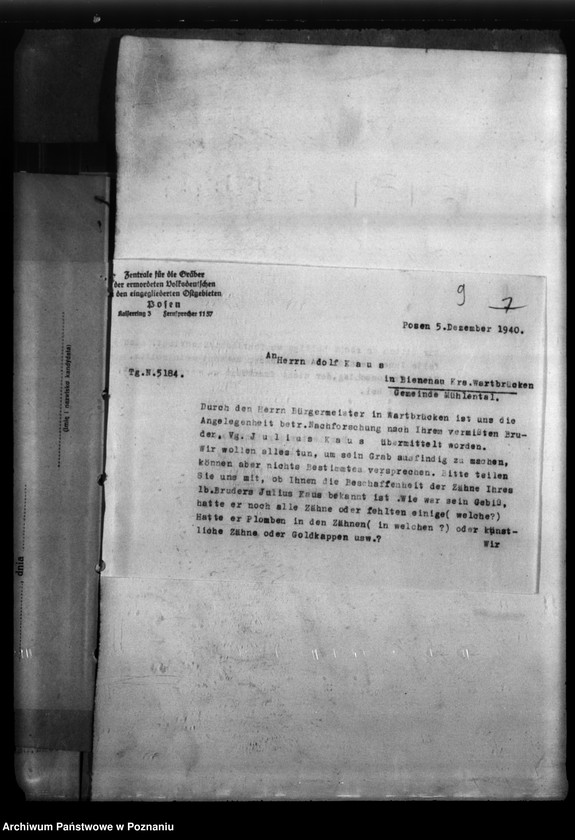 Obraz 13 z jednostki "Julius Kaus aus Mühlental (Izbica), Kreis Warthbrücken (Koło)"