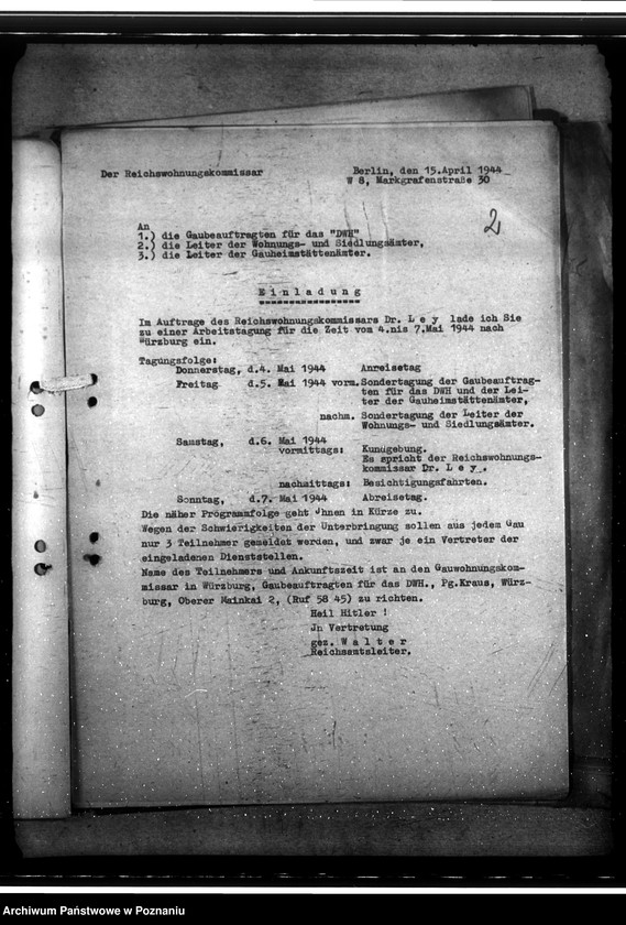 Obraz 6 z jednostki "Dienstbesprechung der Leiter der Wohnungsund Siedlungsämter in Würzburg. DWH - Arbeitstagung"