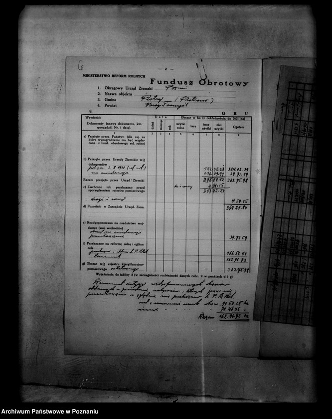 Obraz 10 z jednostki "/Fundusz obrotowy reformy rolnej i zestawienia/ powiaty nowotomyski i grodziski/"