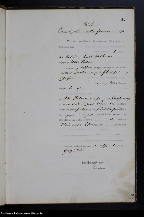 image.from.unit.number "Geburts-Haupt-Register Tom I,Nr 1 - 106"