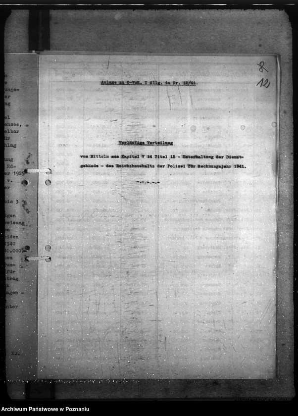 Obraz 16 z jednostki "Haushalt Polizei und Gendarmerie - Unterhaltung der Dienstgebäude des Reichshaushaltes der Polizei a) Erlasse, b) Schriftwechsel"