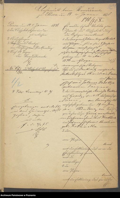 Obraz 6 z jednostki "Die von den Verlobten beigebrachten Urkunden zur Eheschliessung pro 1875"