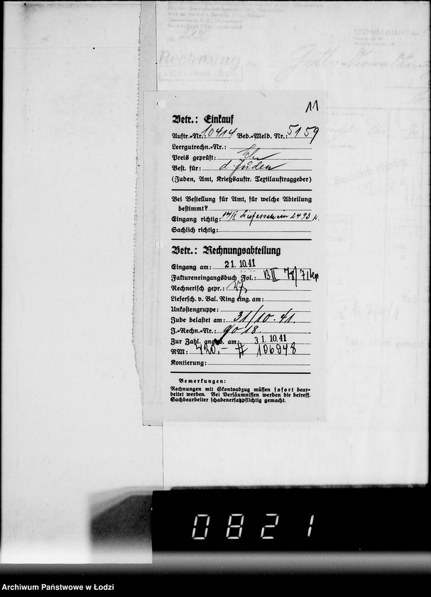 Obraz 15 z jednostki "E. Rechnungen [za dostawy towarów spoza Getta]"