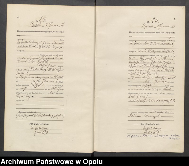 image.from.unit.number "Urząd stanu Cywilnego Opole Księga Urodzeń Rok 1916 1-395"