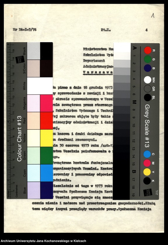 image.from.unit.number "Sprawozdanie z wykonania planu rewizji gospodarczej i kontroli funkcjonalnej w Wyższej Szkole Nauczycielskiej i Wyższej Szkole Pedagogicznej w Kielcach za lata 1973, 1975"