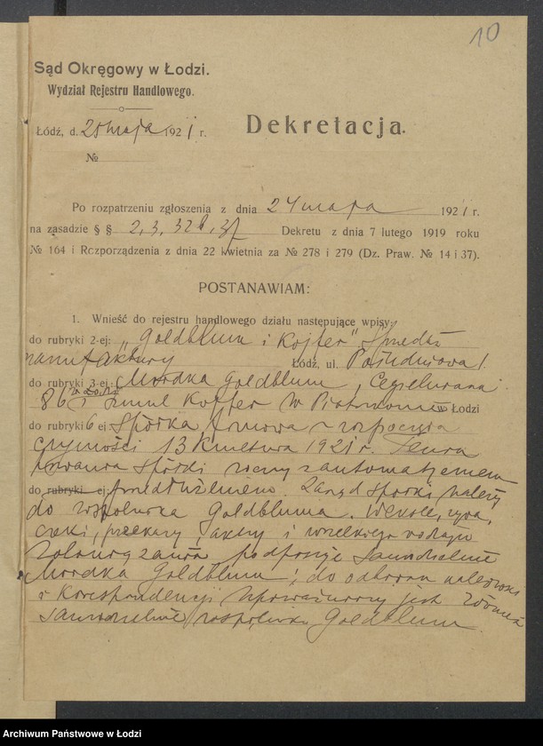 Obraz 12 z jednostki "Mordka Goldblum, Szmul Kojfer- sprzedaż manufaktury"