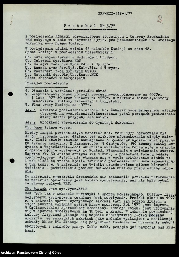 image.from.unit.number "Protokóły z posiedzeń Komisji Zdrowia, Spraw Socjalnych i Ochrony Środowiska Wojewódzkiej Rady Narodowej w Zielonej Górze"