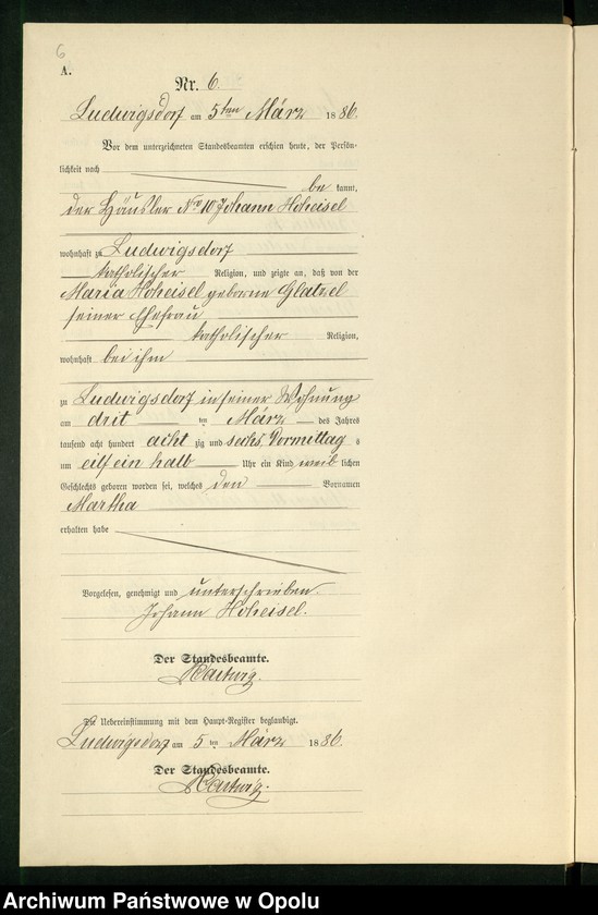 Obraz 10 z jednostki "Geburts-Neben-Register des Standesamts Ludwigsdorf pro 1886"