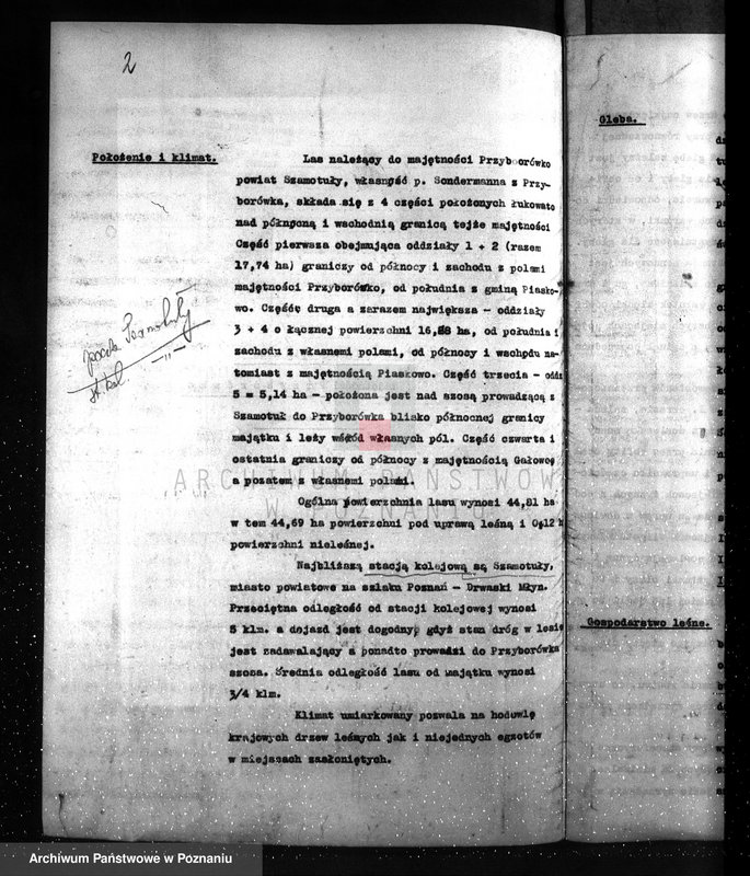 image.from.unit.number "Plan urządzenia gospodarstwa leśnego dla lasu majętności Przyborówko powiat szamotulski 1929-1939"