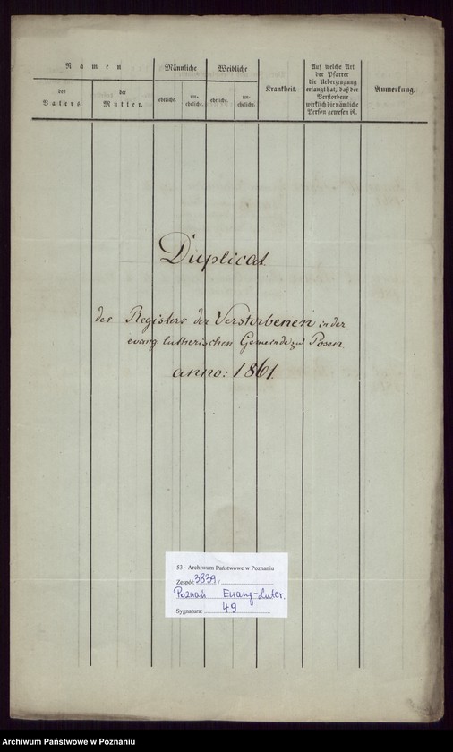 Obraz 2 z jednostki "Duplikat des Registers der Verstorbenen"