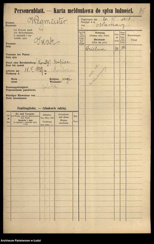 Obraz 17 z jednostki "[Spis ludności Łodzi] Wedrych - Welk"