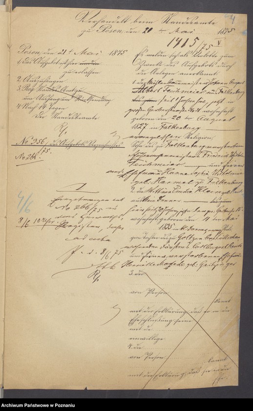 Obraz 6 z jednostki "Die von den Verlobten beigebrachten Urkunden zur Eheschliessung pro 1875"