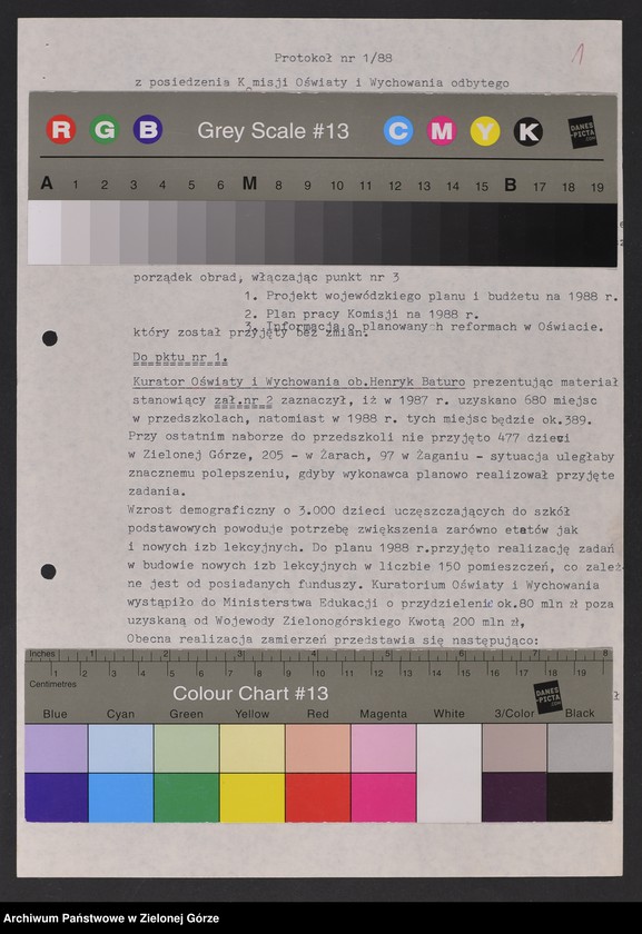 image.from.unit.number "Protokóły z posiedzeń Komisji Oświaty i Wychowania Wojewódzkiej Rady Narodowej w Zielonej Górze; Nr 1 - 4; 1 - 3"
