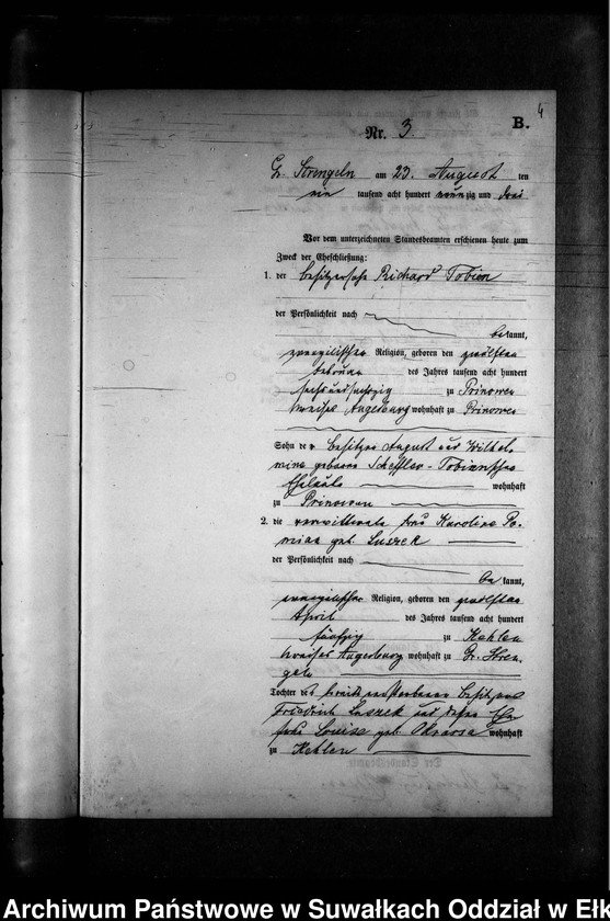 image.from.unit.number "Heiraths-Neben-Register des Preussischen Standes-Amtes Gr. Strengeln Kreis Angerburg"