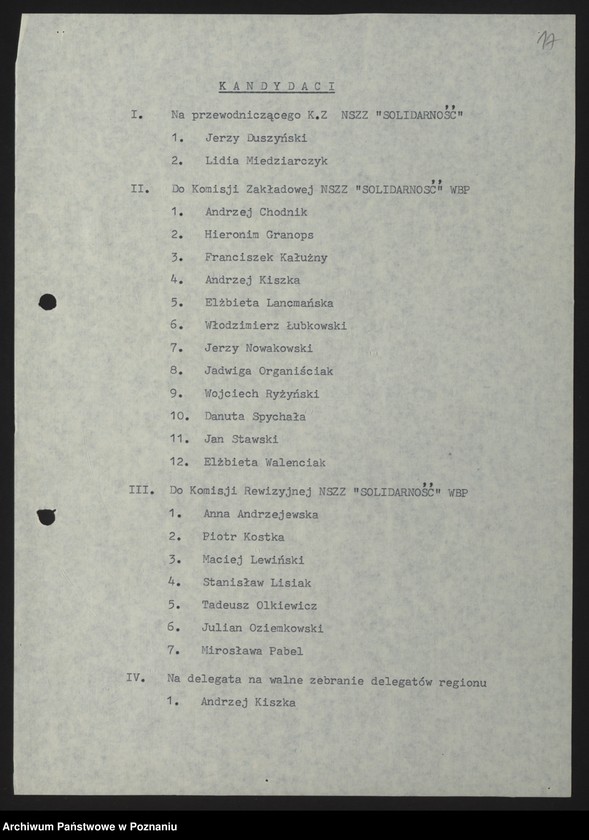 Obraz 20 z jednostki "NSZZ "Solidarność" - protokoły z posiedzeń Komisji Zakładowej z lat 1989-1991"