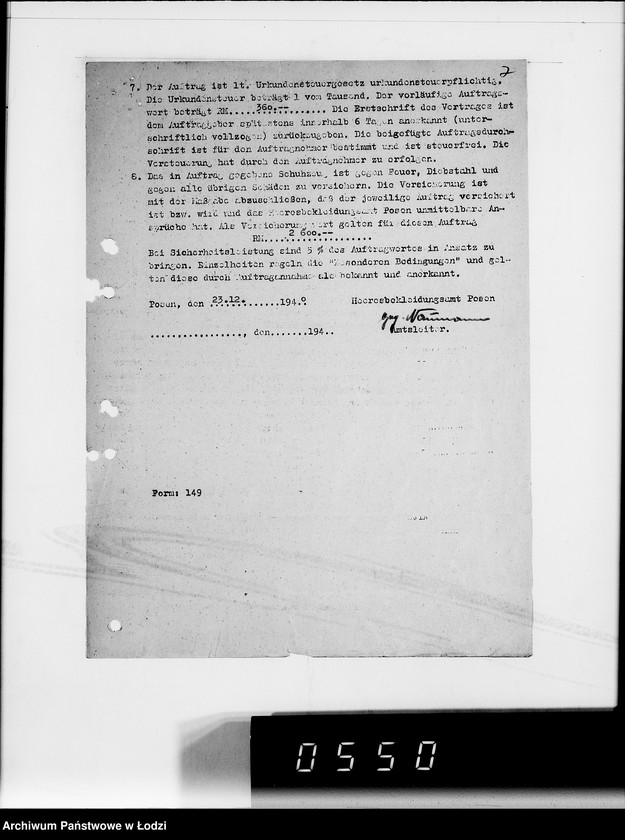 Obraz 11 z jednostki "Heeresbekleidungsamt Posen.Kriegsauftrag S.20/6"