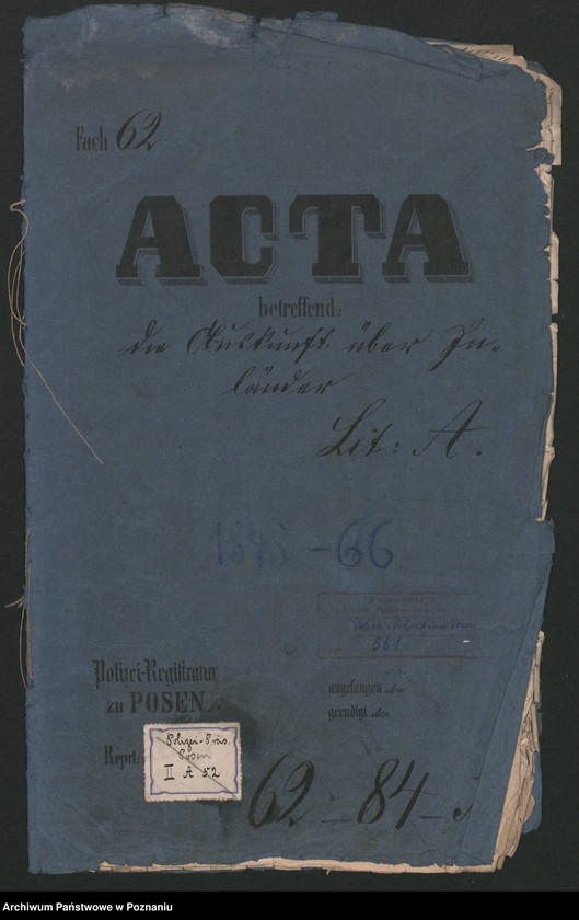 Obraz 2 z jednostki "A. betr. die Auskunft über Inländer Lit. A"