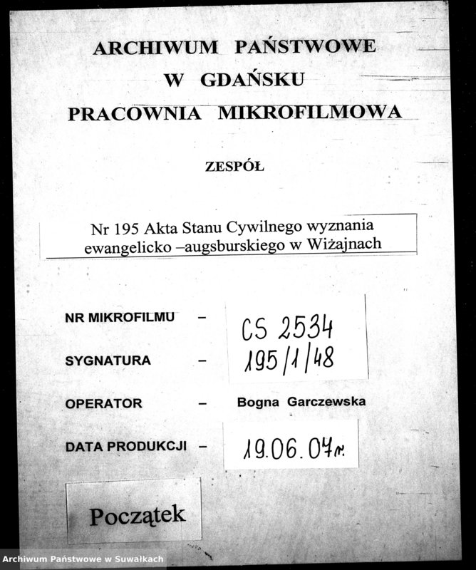 image.from.unit.number "[Księga akt urodzeń małżeństw i zgonów wyznania ewangelicko-augsburskiego zboru w Wiżajnach]"