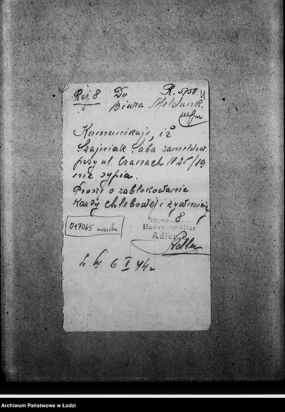 Obraz 7 z jednostki "[Korespondencja z Wydziałem Kart w sprawie skreślenia osób wymeldowanych]"