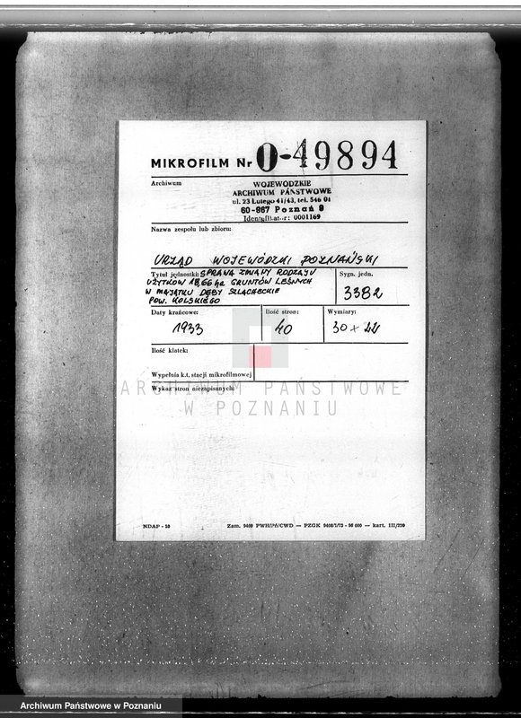 Obraz 2 z jednostki "Sprawy zmiany rodzaju użytków 18,66 ha gruntów leśnych w majątku Dęby-Szlacheckie powiatu kolskiego"