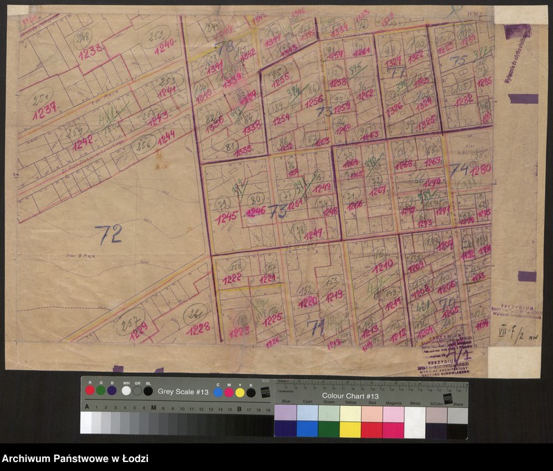 Obraz 1 z jednostki "Plan m. Łodzi 1:2000 z oznaczeniem podziału miasta na obwody i rejony spisowe. Sekcja NW2"