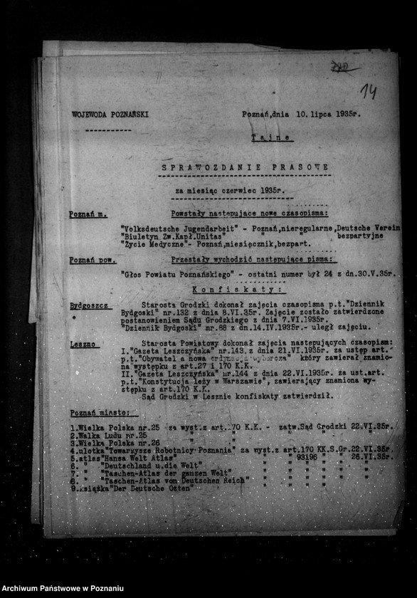 Obraz 18 z jednostki "Sprawozdania prasowe za czas od stycznia do grudnia 1935 r."