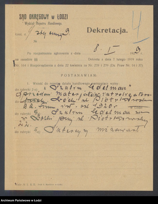 Obraz 6 z jednostki "Szulim Edelman – sprzedaż mat. introligatorskich"