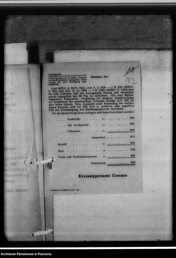 Obraz 16 z jednostki "[Korespondencja w sprawach organizacyjnych, sprawozdanie z działalności] Kreissippenamt Gnesen [Gniezno]"