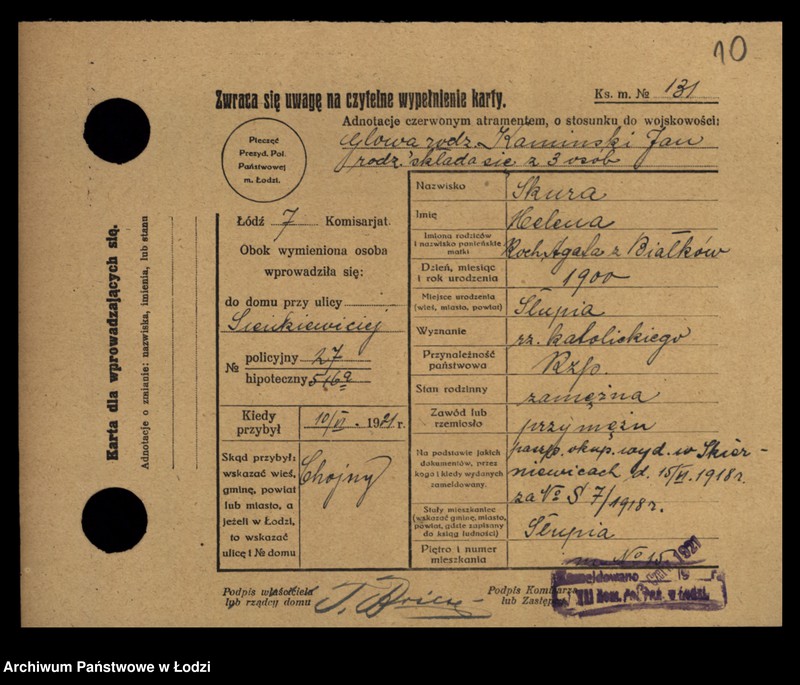 Obraz 12 z jednostki "[Spis ludności Łodzi] Skóra-Slązak"