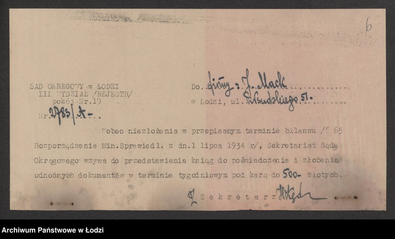 Obraz 8 z jednostki "Jan Rajmund Mack – handel agenturowy wełną i bawełną"