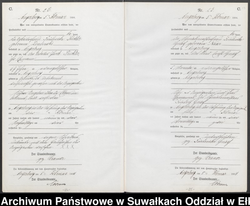 Obraz 16 z jednostki "Sterbe-Neben-Register des Preussischen Standes-Amtes Angerburg Kreis Angerburg"