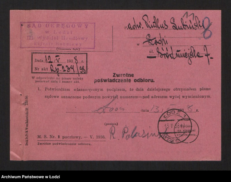 Obraz 13 z jednostki "Aron Lajb Berliński- spółka komandytowa przemysł pończoszniczy"