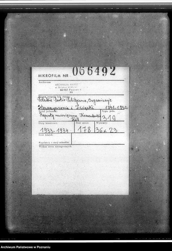 Obraz 2 z jednostki "Raporty miesięczne Komendantów Kół"