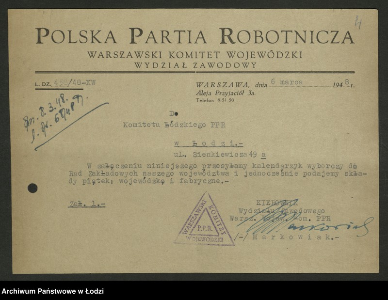 Obraz 5 z jednostki "Kalendarzyki zebrań sprawozdawczo - wyborczych do rad zakładowych sporządzone przez Wydział"