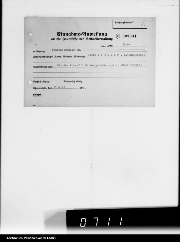 Obraz 7 z jednostki "Einnahme Anweisungen Sonderkonto"