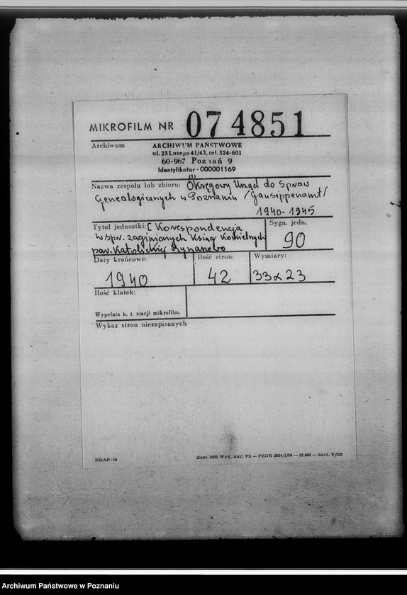 image.from.unit.number "[Korespondencja w sprawie zaginionych ksiąg kościelnych parafii katolickiej Rynarzewo powiat szubiński, województwo bydgoskie]"