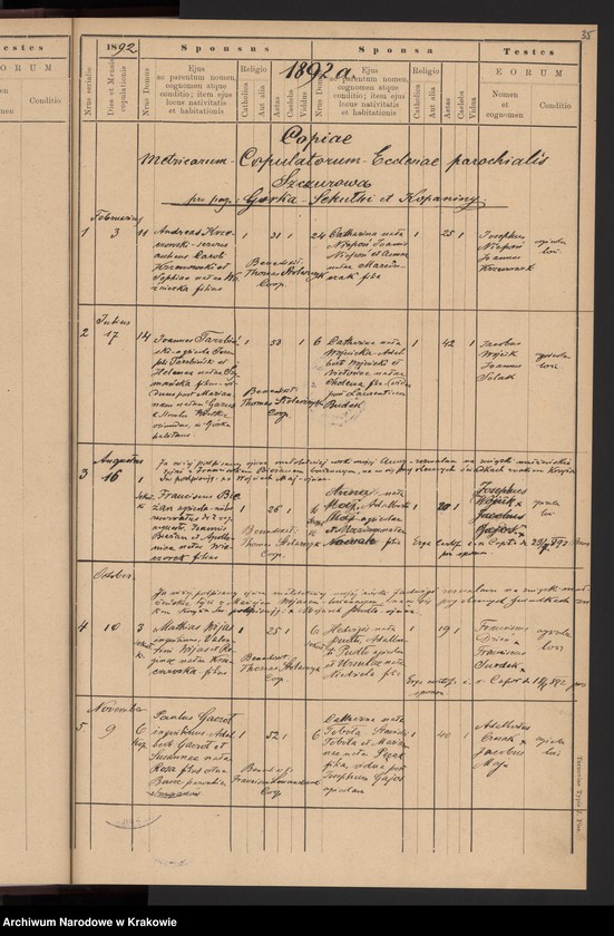 image.from.unit.number "Księga małżeństw parafii Szczurowa"