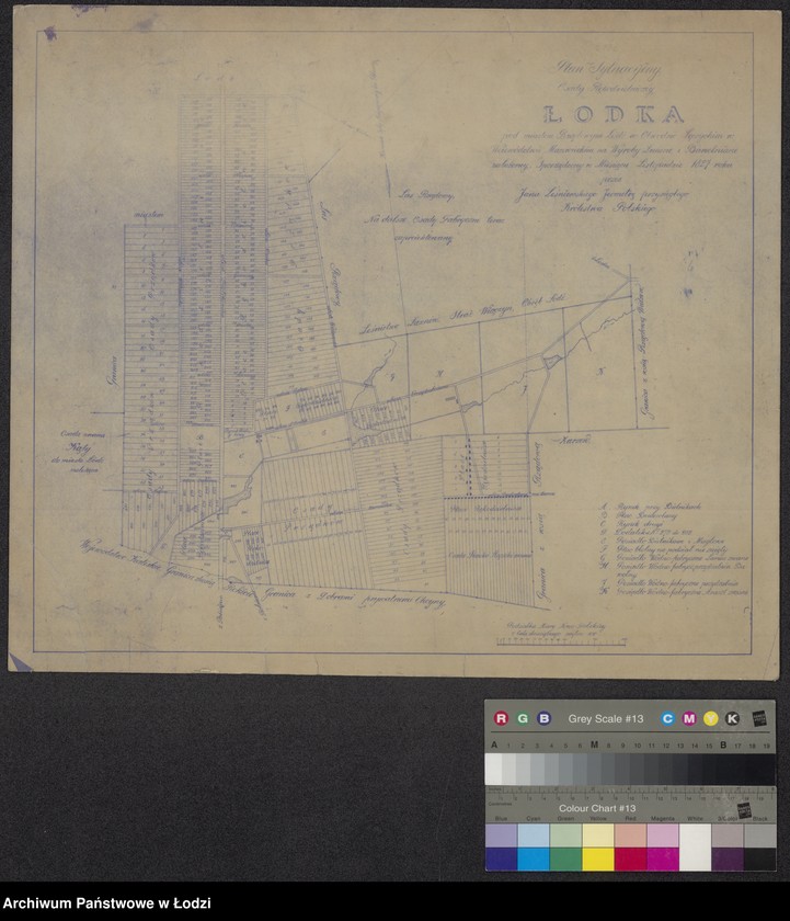 Obraz 1 z jednostki "Plan Sytuacyjny Osady Rękodzielniczej Łódka pod miastem Rządowym Łódź w Obwodzie Łęczyckim w Województwie Mazowieckim na Wyroby Lniane i Bawełniane założonej ..."
