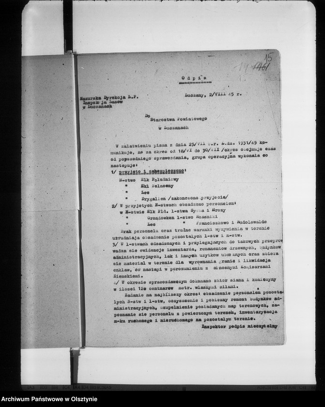 Obraz 20 z jednostki "Sprawozdania miesięczne Starostwa pow. Giżycko"