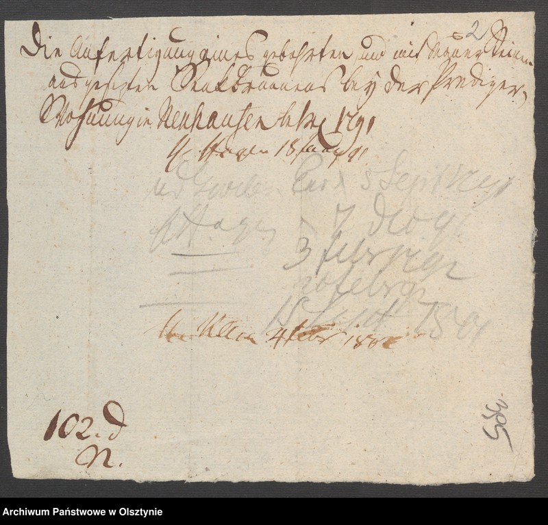 image.from.unit.number "Die Anfertigung eines gebohrten und mit Maurer Steinen ausgesetzten Senk Braunnens bey der Prediger Wohnung in Neuhausen [Romnowo]"