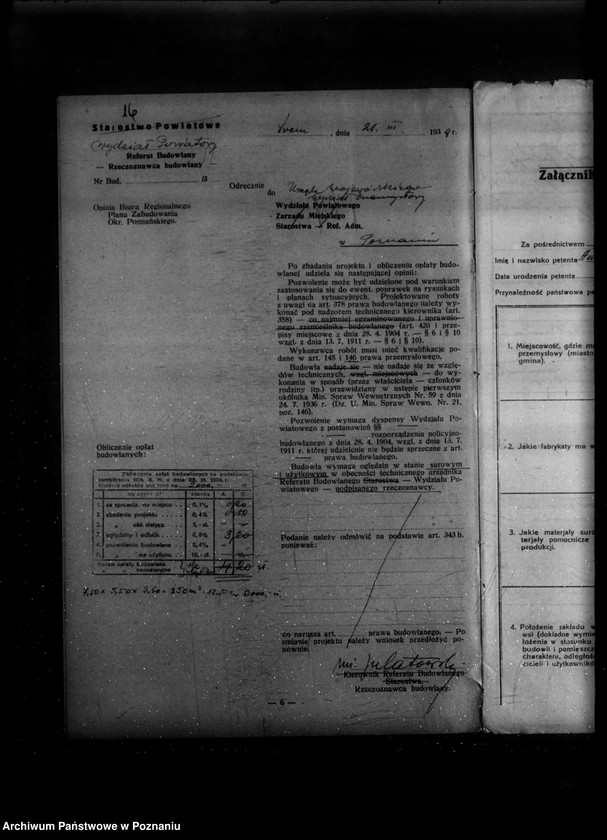 Obraz 20 z jednostki "Zatwierdzenie projektu zakładu przemysłowego /młyna motorowego/ A. Dary w Krosinku powiat śremski"