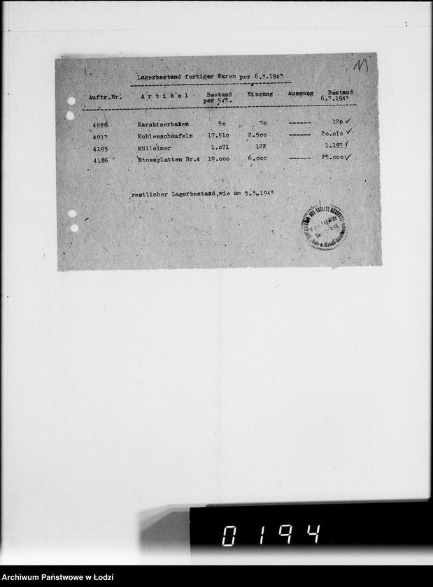 Obraz 15 z jednostki "Lager.Bestandsmeldungen"