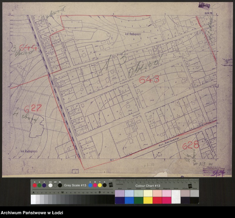 Obraz 1 z jednostki "Plan m. Łodzi 1:2000 z oznaczeniem podziału miasta na Obwody Komitetów Blok. Sekcja NW72"