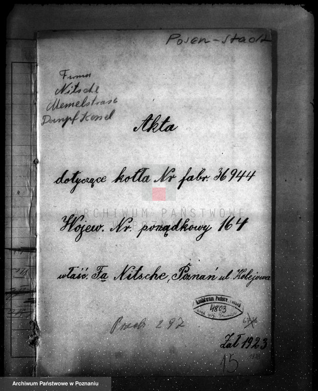 Obraz 4 z jednostki "Fabryka maszyn Nitsche i Ska w Poznaniu nr woj. kotła 164"