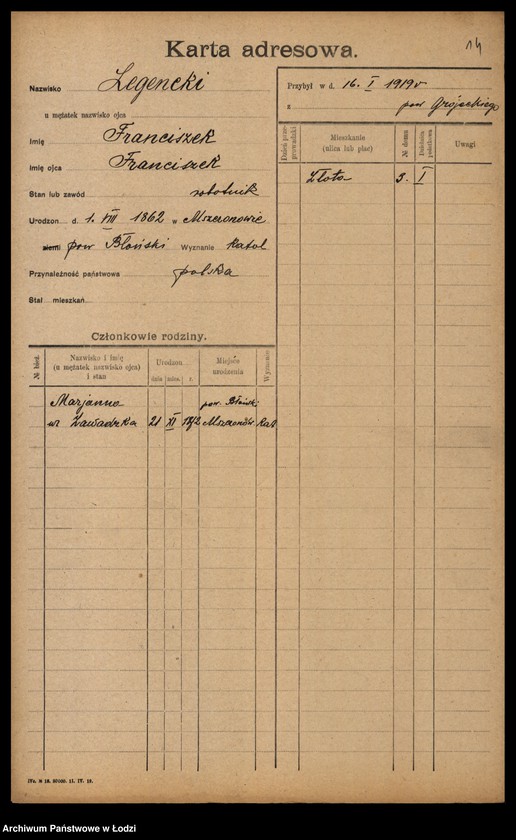 Obraz 16 z jednostki "[Spis ludności Łodzi] Legart - Lemke"