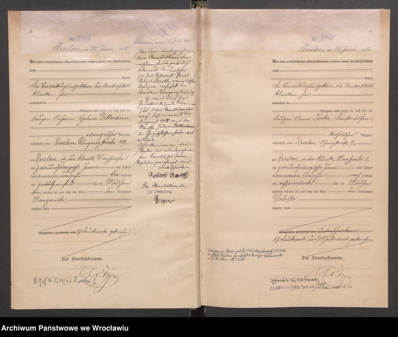 image.from.unit.number "Geburts Neben Register Standesamt Breslau III 1913 Band 7"