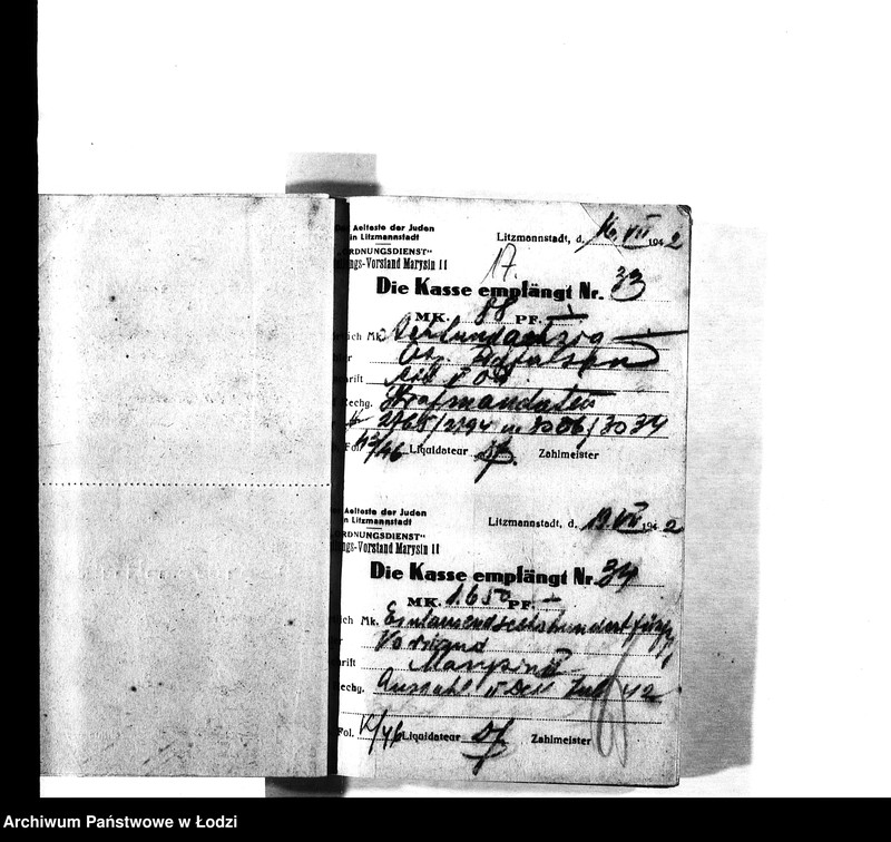 Obraz 19 z jednostki "[Pokwitowania otrzymanych pieniędzy, listy wypłat i inne]"